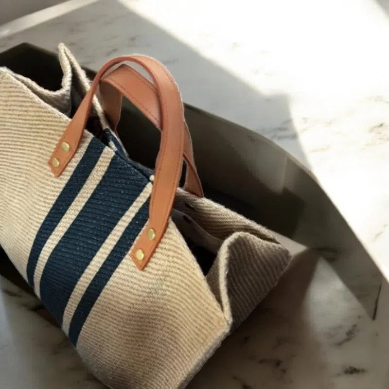 Bolso Tote Bag de Lona con Rayas Elegante