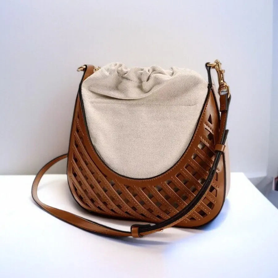 Bolso Tote Bucket de Cuero Vaquero