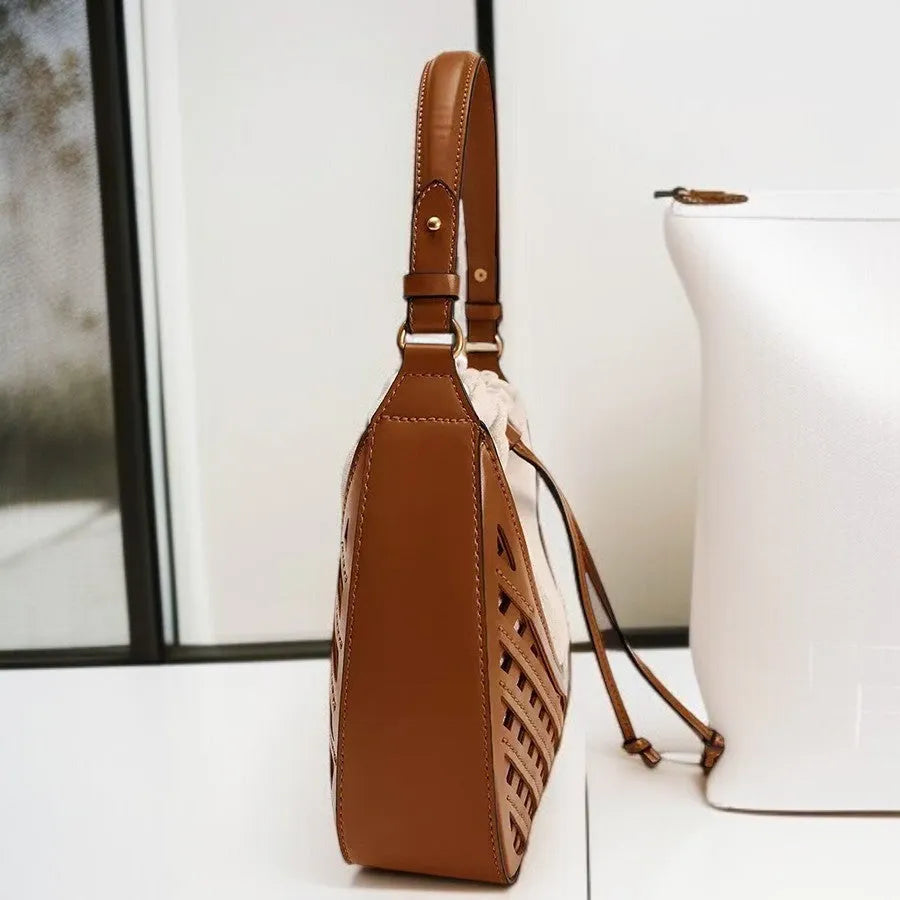 Bolso Tote Bucket de Cuero Vaquero