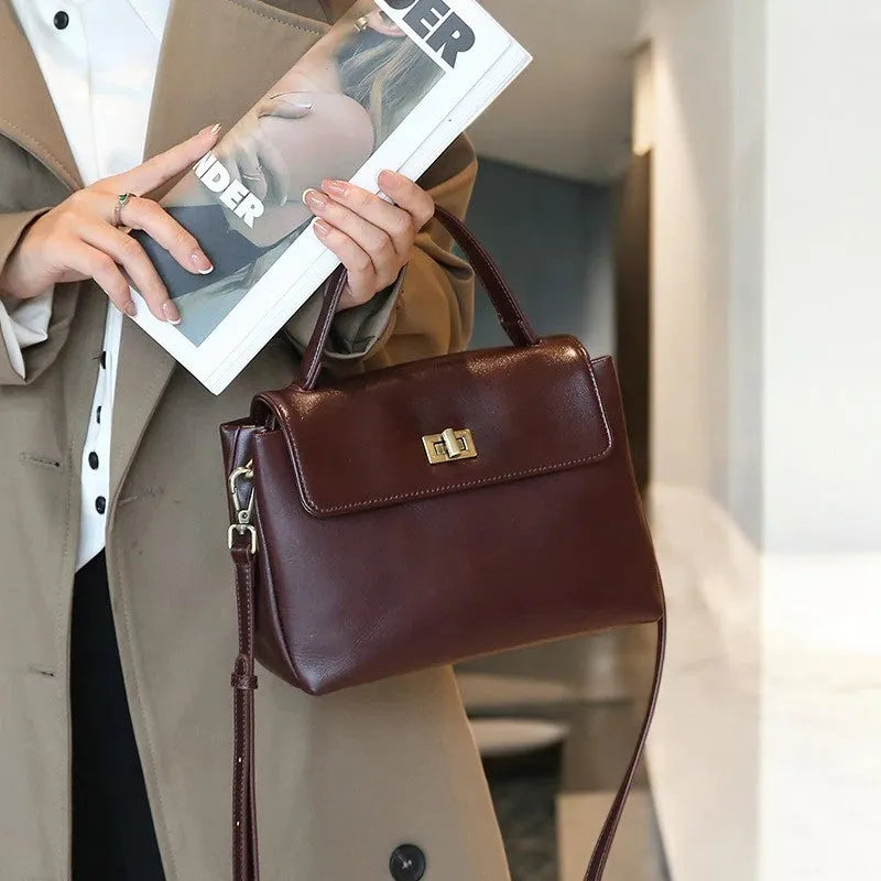 Bolso Tote de Hombro Estilo Bandolera de Cuero de Vaca