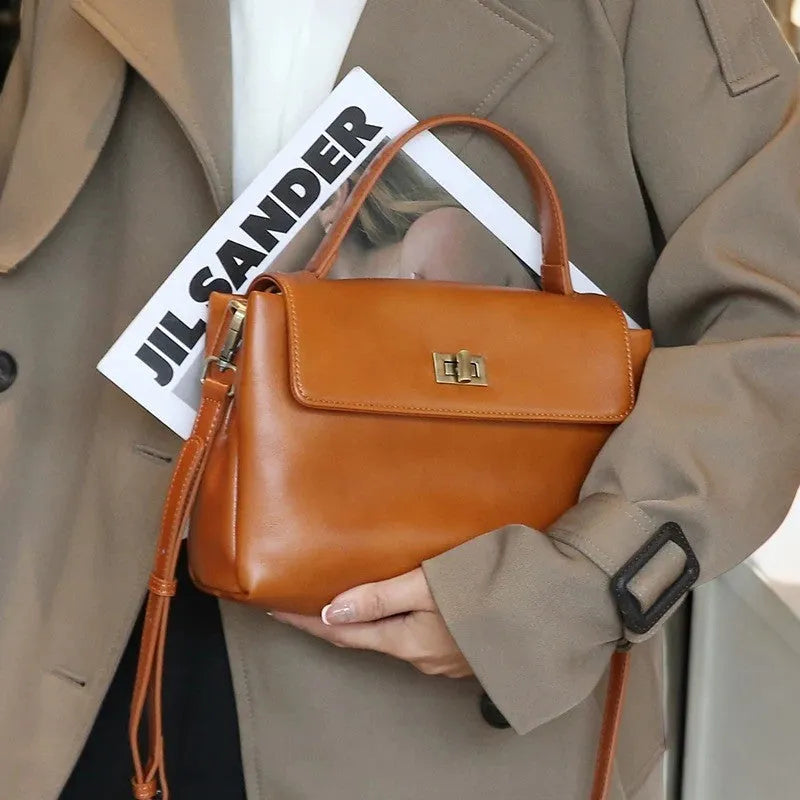 Bolso Tote de Hombro Estilo Bandolera de Cuero de Vaca