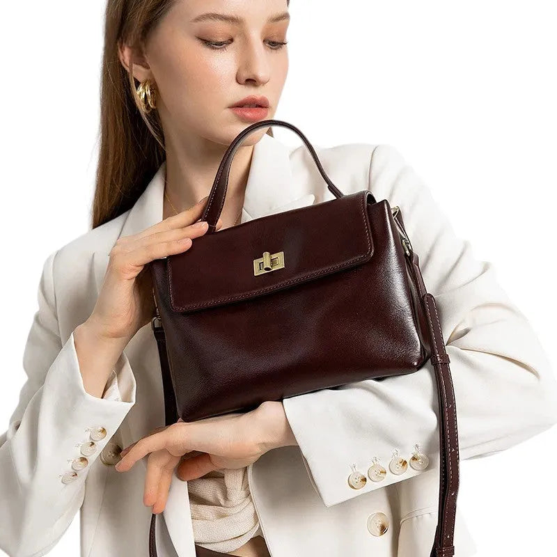 Bolso Tote de Hombro Estilo Bandolera de Cuero de Vaca