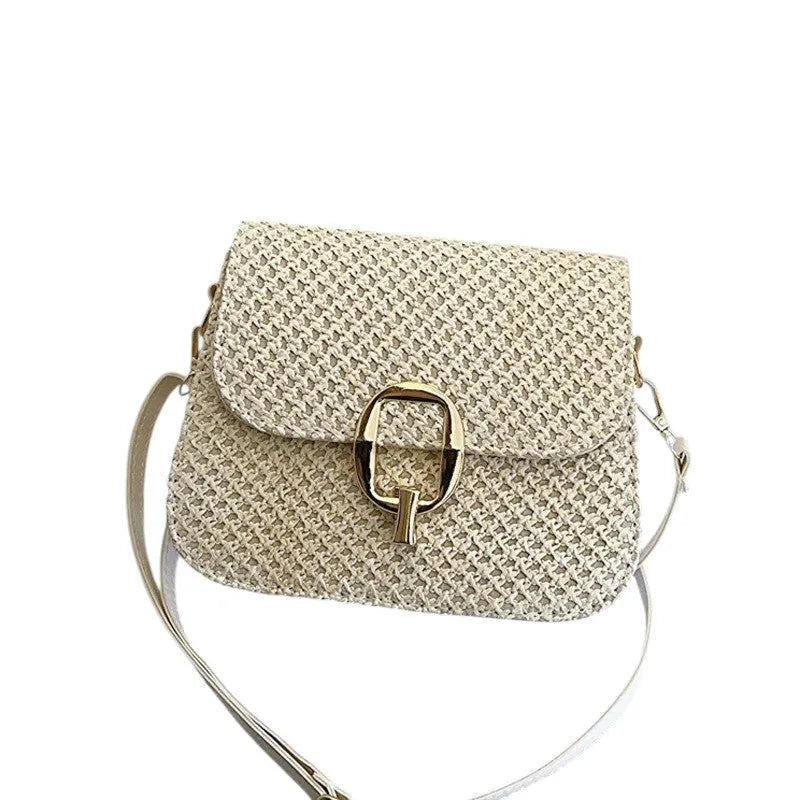 Bolso de Paja con Cierre de Broche