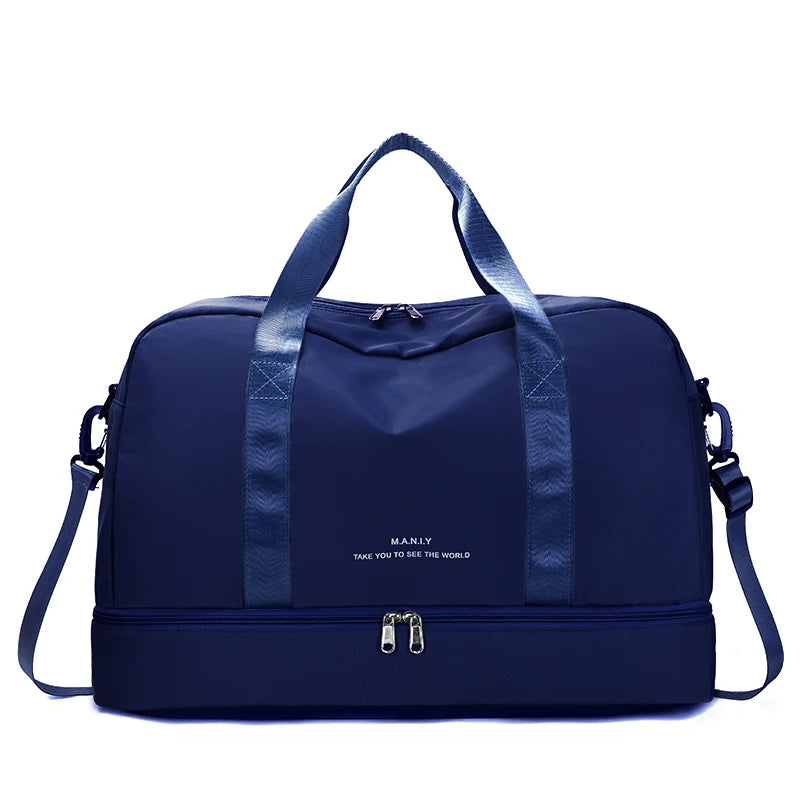 Bolso de Viaje Azul de Nylon para Mujer – Ligero, Versátil y Elegante