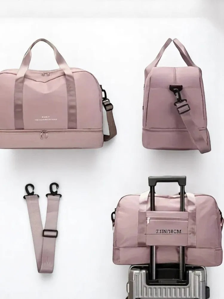 Bolso de Viaje Rosa de Nylon para Mujer – Ligero, Espacioso y Sofisticado
