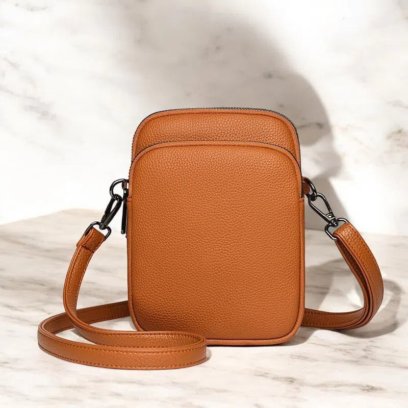 Bolso para Móvil de Cuero Naranja