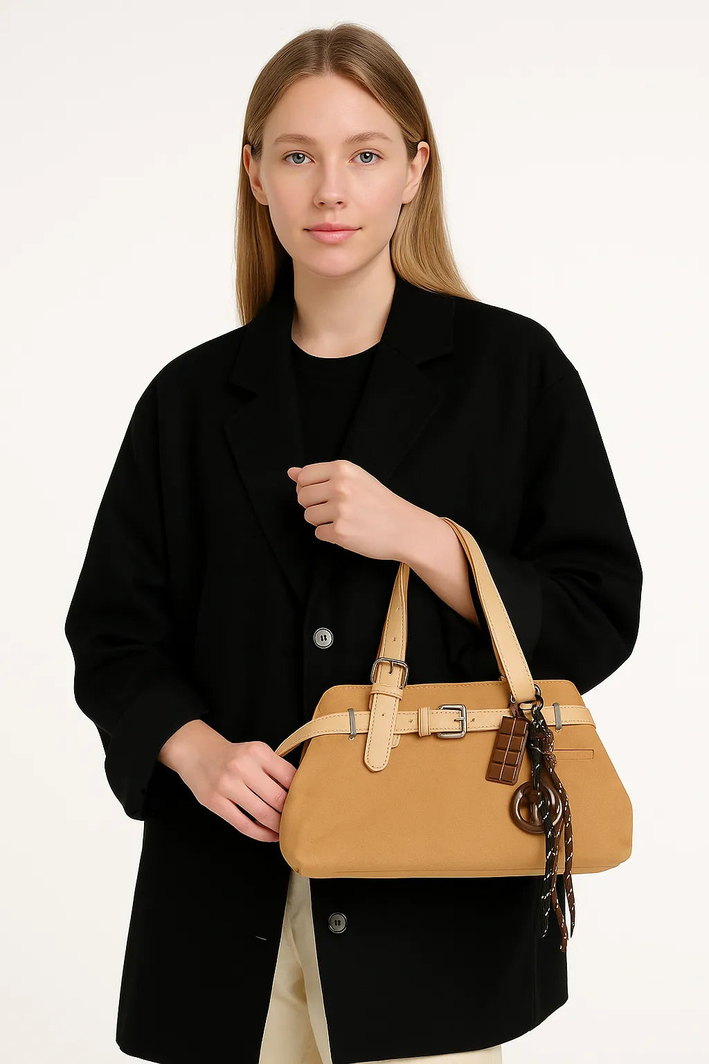 Bolso Tote Vintage de Ante con Hebilla