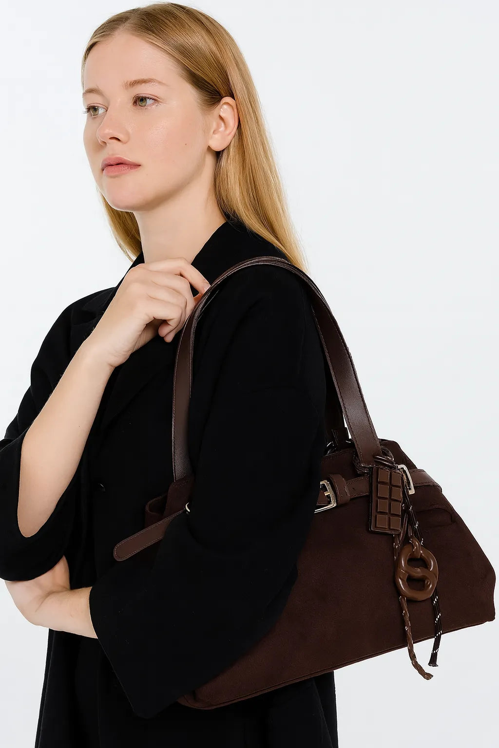 Bolso Tote Vintage de Ante con Hebilla