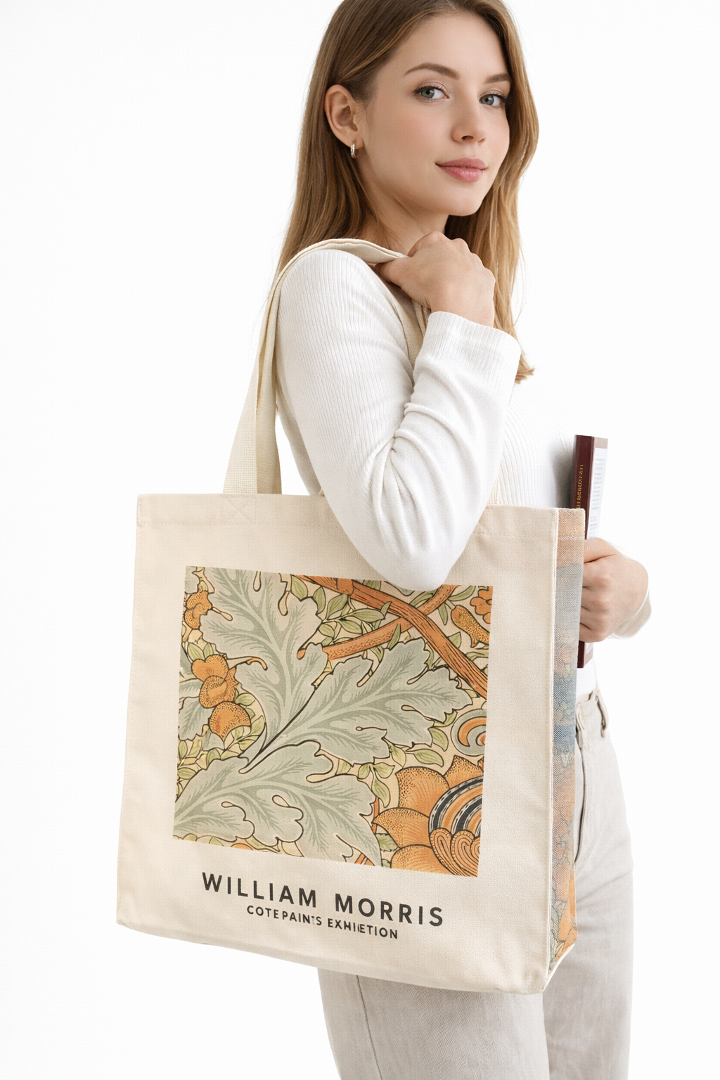 Bolso Tote Vintage Plantas de Algodón – Lona Amplia y Natural