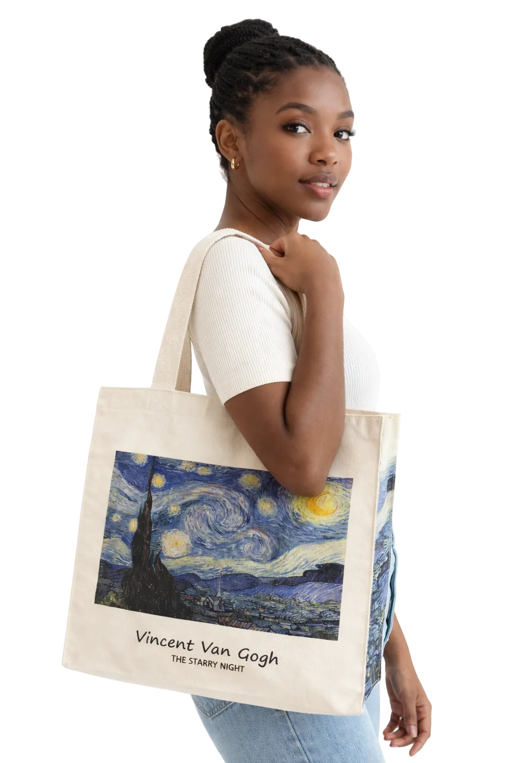 Bolso Tote Vintage Van Goh de Lona – Estilo Romántico y Versátil