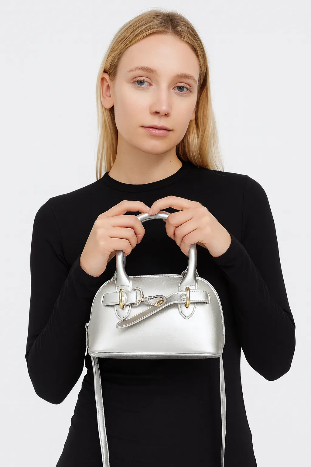 Mini Bolso Tote de Mano con Hebilla