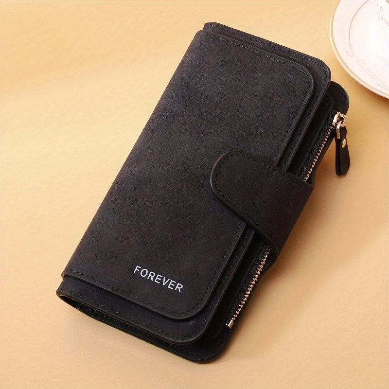 Cartera Efecto Ante para Mujer – Corta o Larga - Larga Negro