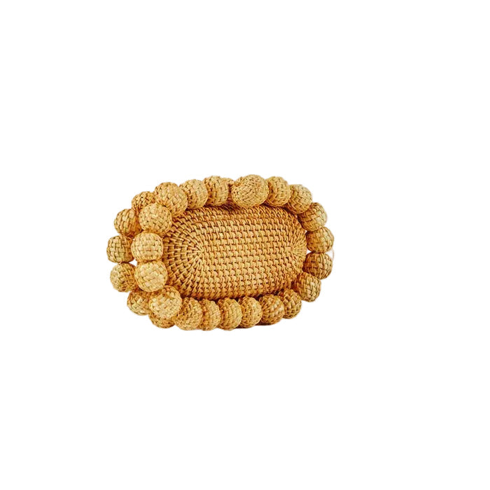 Rigid Egg-Shaped Rattan Clutch Bag – Artisanal Luxury for Parties and Events