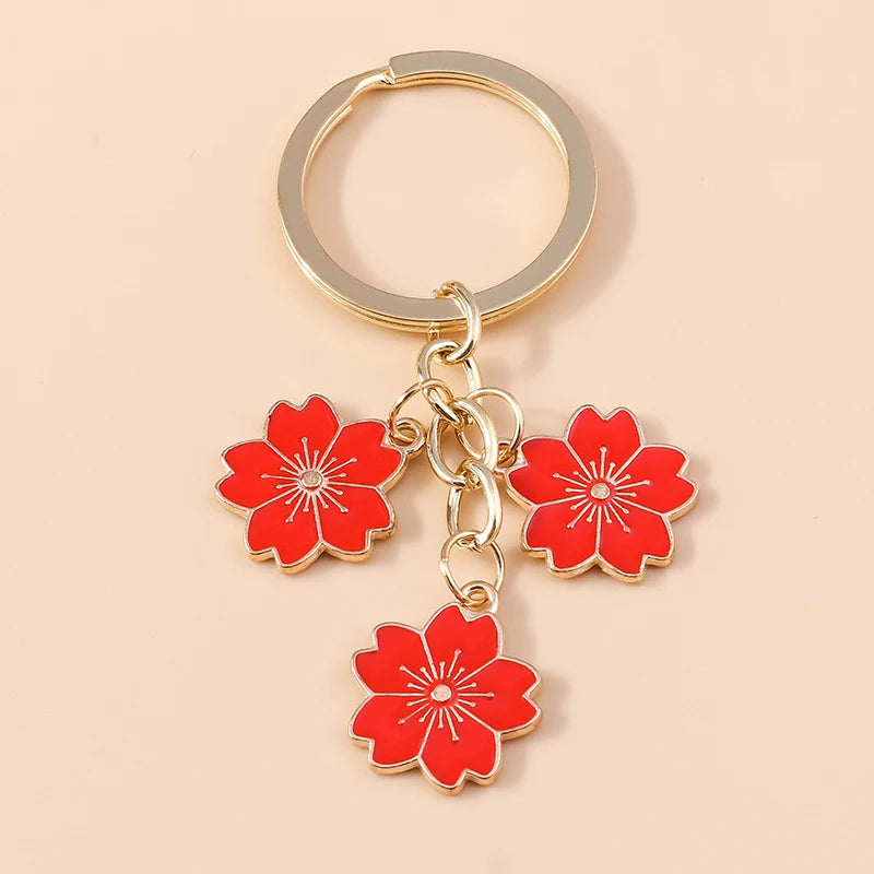 Lilac Enamel Sakura Flower Keychain: Japanese Elegance