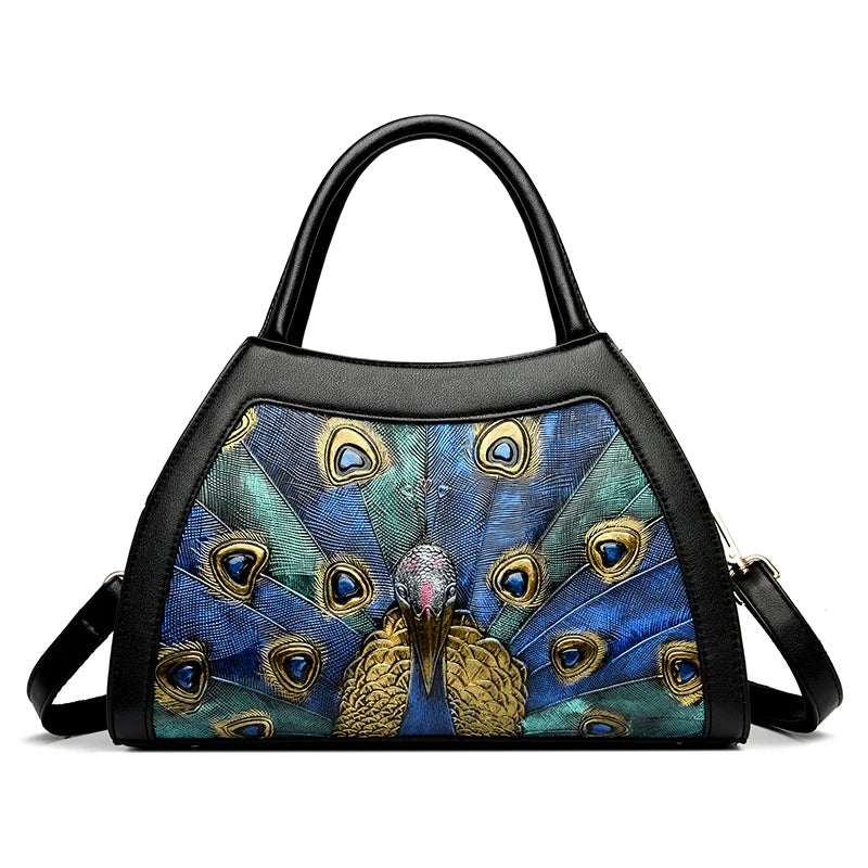 Bolso Tote de PU con Diseño Pavo Real – Elegancia Fashion para Mujer