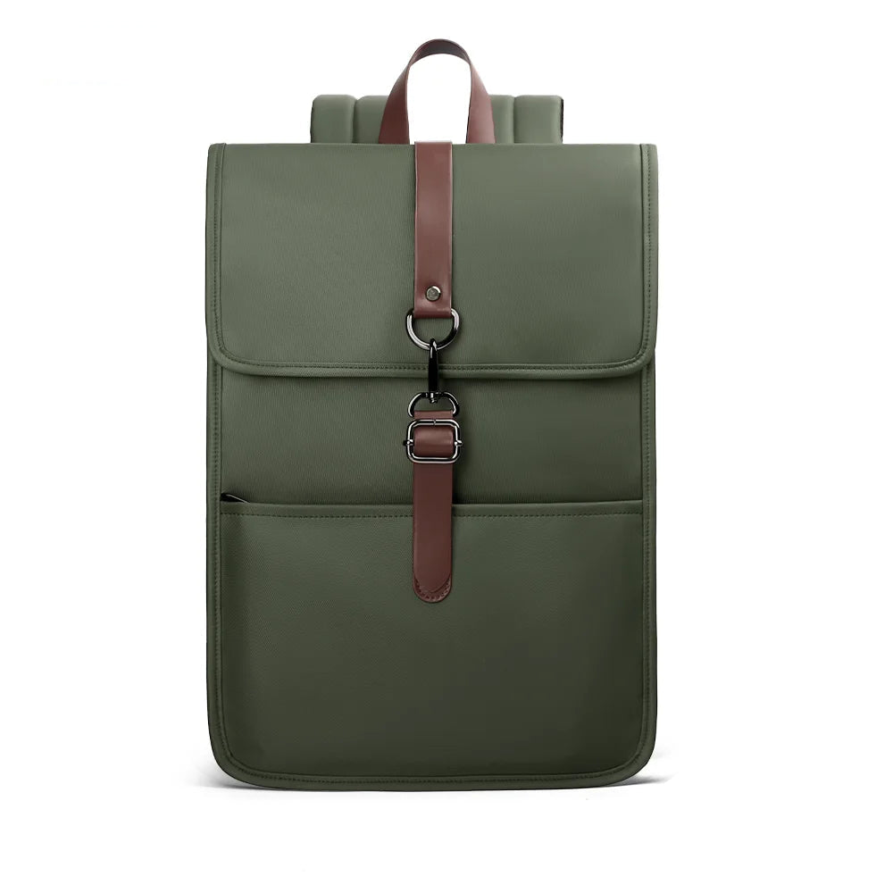Vintage Green Backpack with USB Port – British-Inspired Functional Elegance