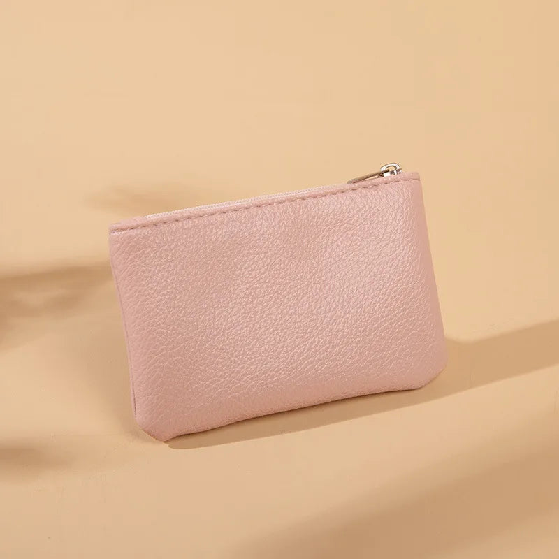 Monedero Pequeño con Cremallera Textura Lichi - Rosa