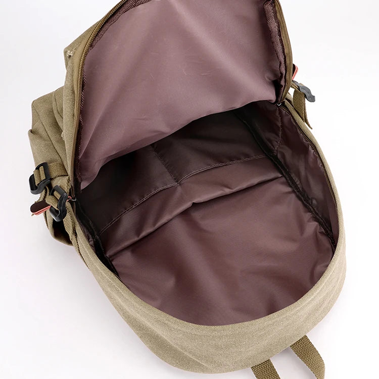 Unisex Khaki Canvas Backpack - Compact, Versatile, and Durable