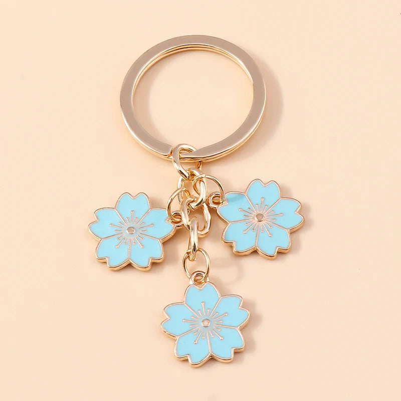 Lilac Enamel Sakura Flower Keychain: Japanese Elegance