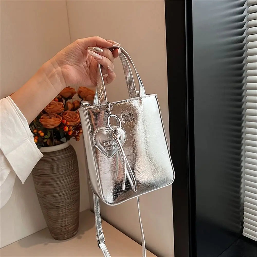 Women's Silver Mini Square Bag – Compact and Elegant