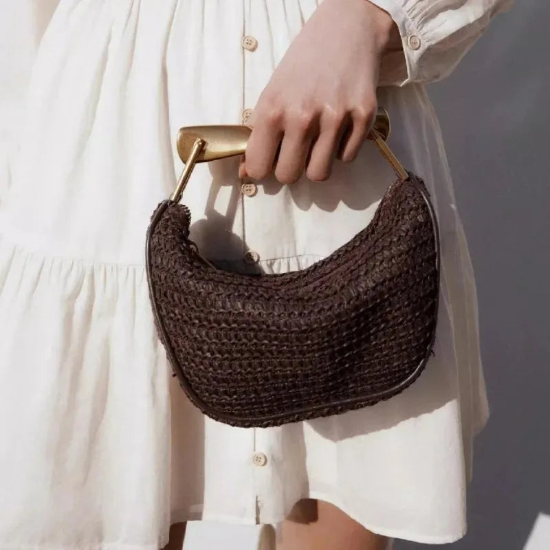 Bolso de Ratán Media Luna – Diseño Artesanal Vintage y Estilo Natural Premium