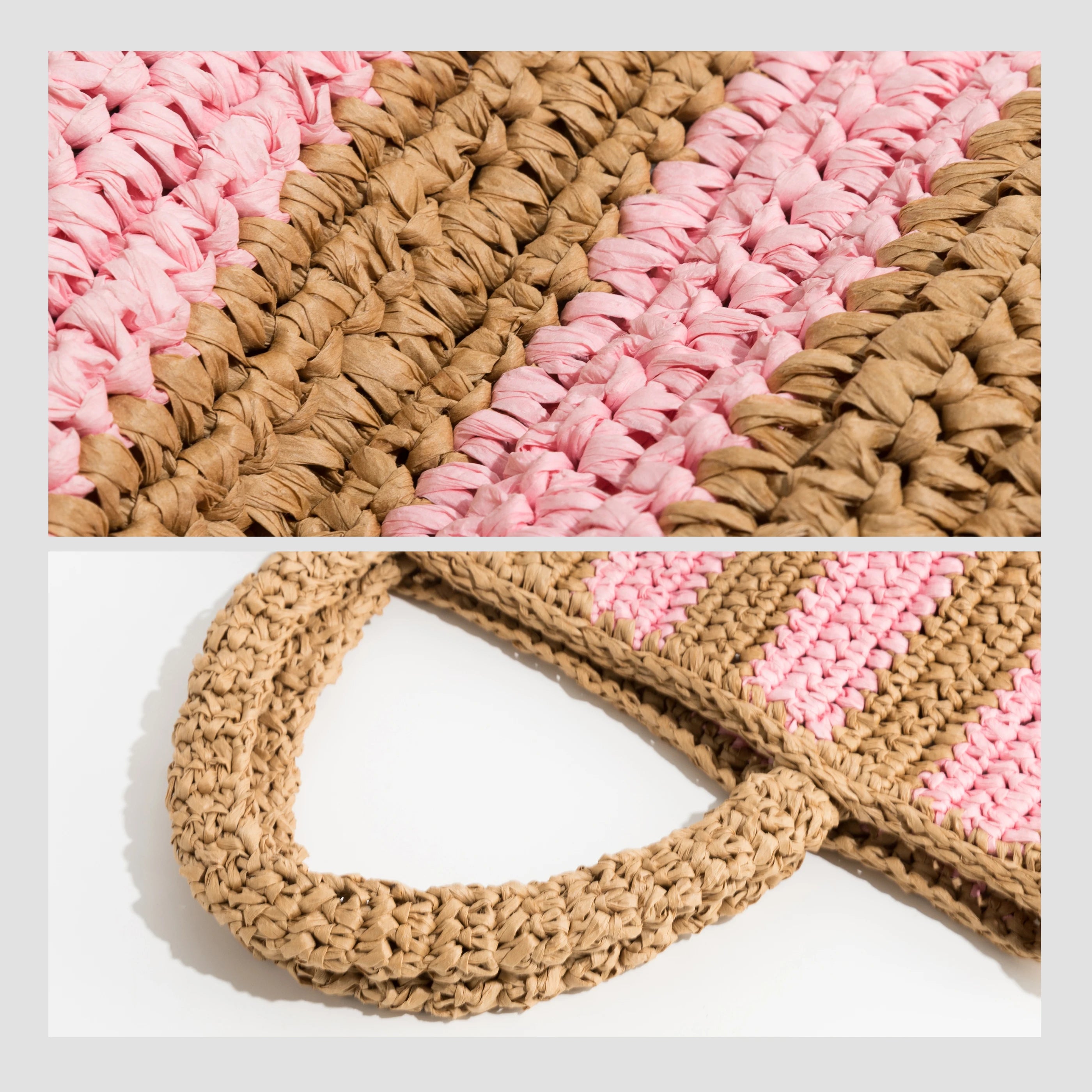 Bolso Tote de Rafia en Crochet – Diseño de Rayas y Gran Capacidad Artesanal