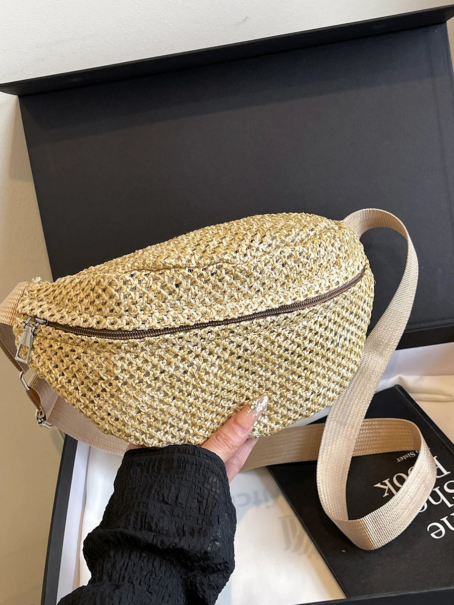 Bolso Riñonera Tejido Estilo Rafia para Playa
