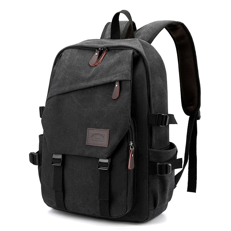 Unisex Black Canvas Backpack – Compact, Stylish, and Durable