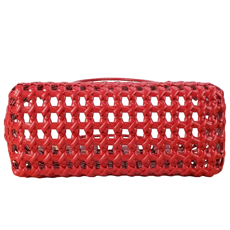 Red Cut-Out PVC Shoulder Bag – High-Impact Geometric Design