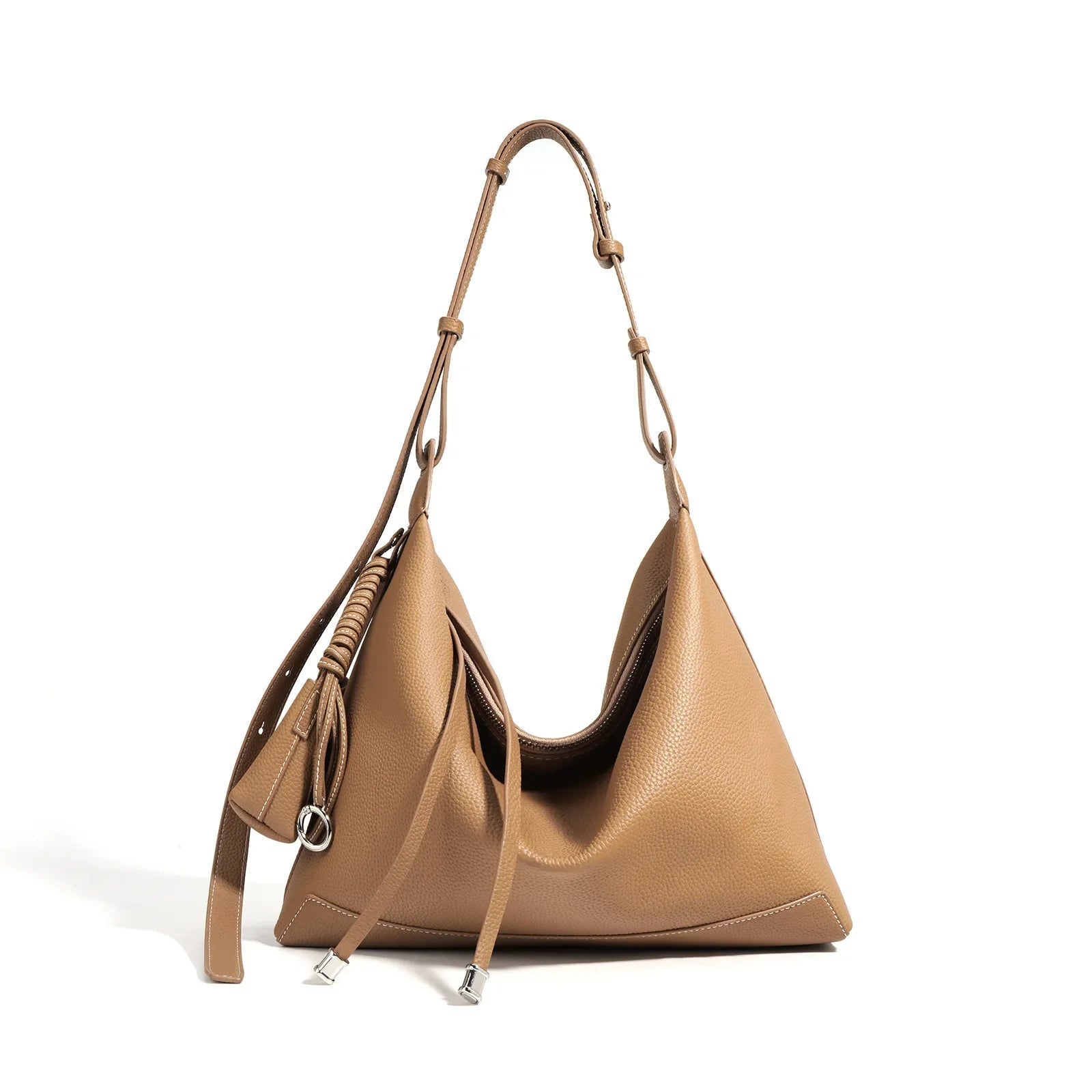 New Ins Chic Designer Large Capacity Commuter Tote First Layer Genuine Cow Leather Women's Handbag with Small Purse