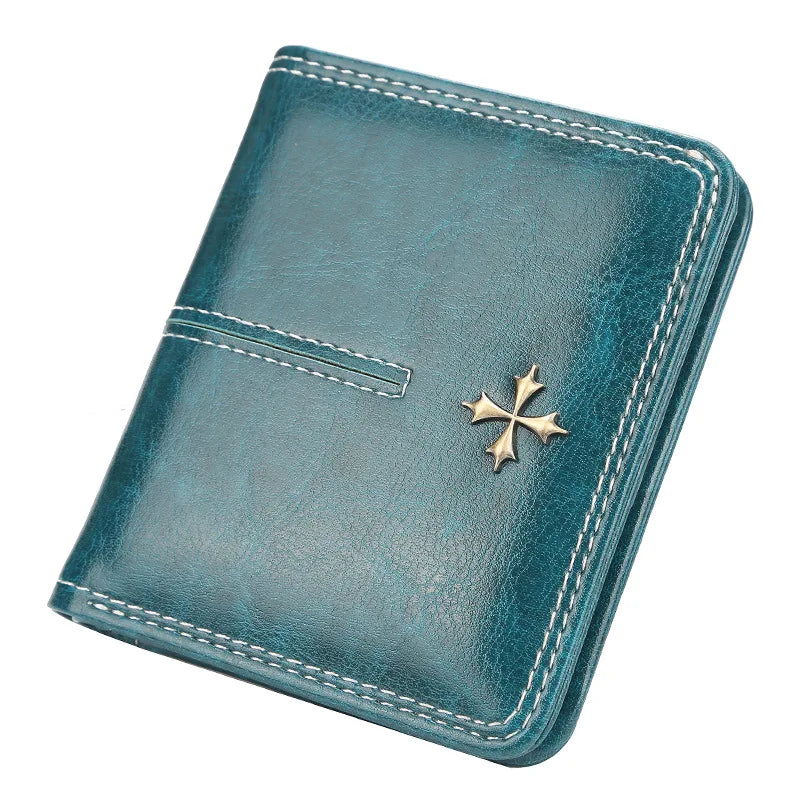 Mini Cartera Corta con Ventana para DNI para Mujer - Azul