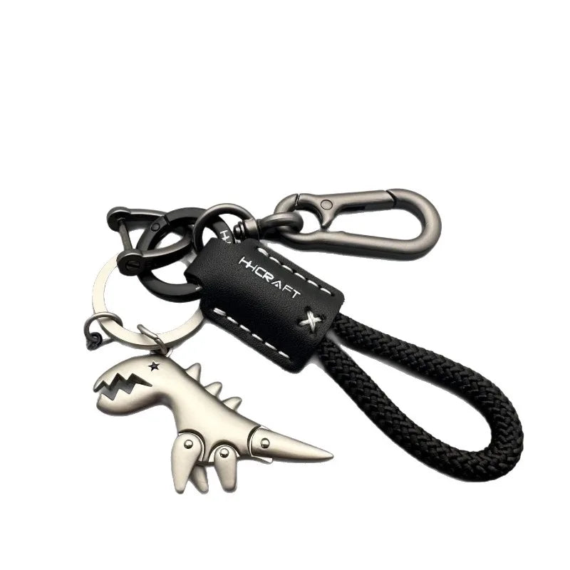 Steel and Leather Dinosaur Charm – Sophisticated Character with a Modern Touch