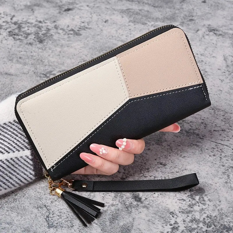 Cartera Larga con Cremallera Bicolor para Mujer