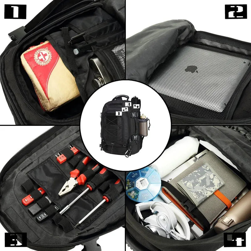 65L Unisex Military Tactical Backpack - Waterproof and Large Capacity