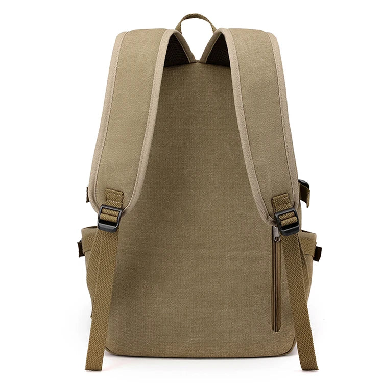 Unisex Khaki Canvas Backpack - Compact, Versatile, and Durable