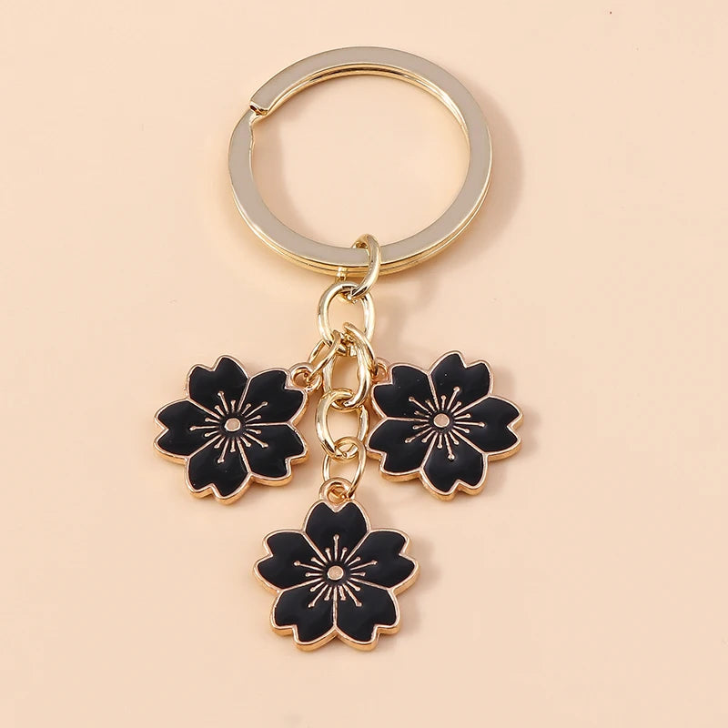 Lilac Enamel Sakura Flower Keychain: Japanese Elegance