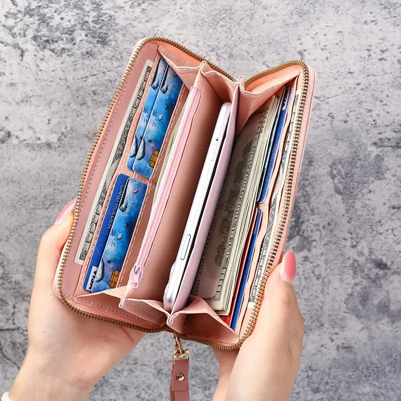 Cartera Larga con Cremallera Bicolor para Mujer