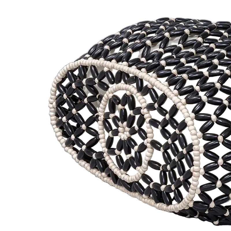 Bolso Bucket de Cuentas Negras – Elegancia Artesanal y Diseño Calado Premium