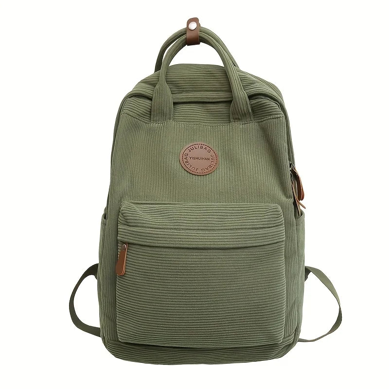 Casual Corduroy Backpack for Teens, 14 Laptop Compartment, High School &amp; College Bag with Zipper Pocket, Backpacks for School