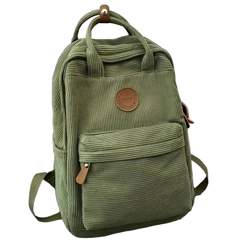 Casual Corduroy Backpack for Teens, 14 Laptop Compartment, High School &amp; College Bag with Zipper Pocket, Backpacks for School