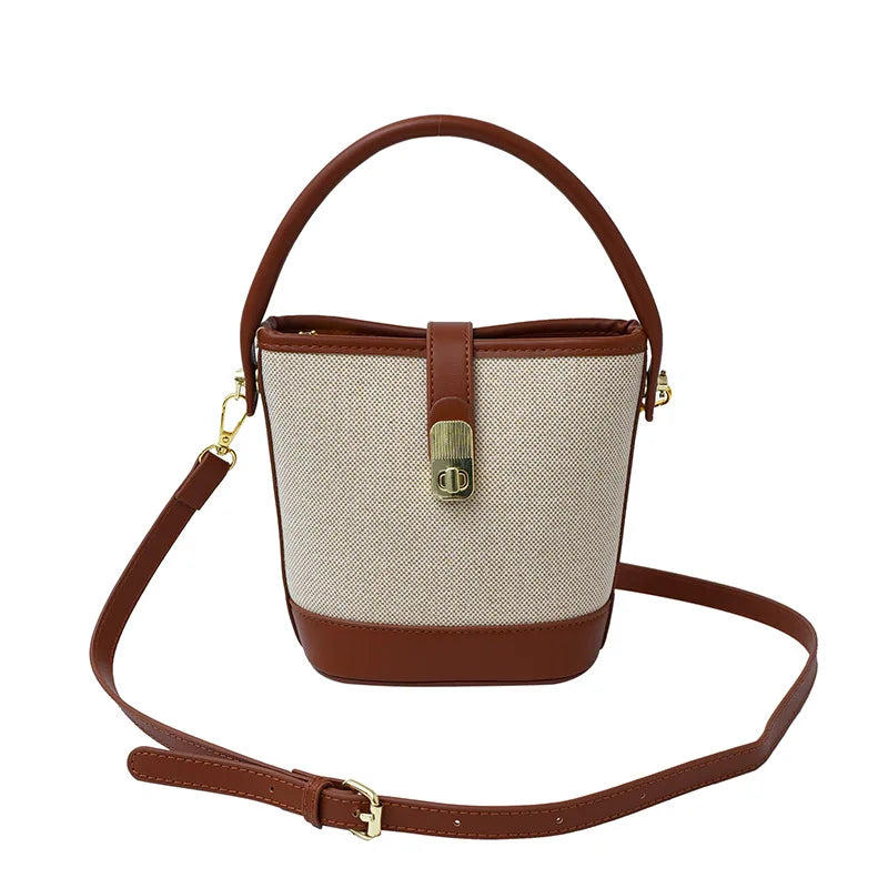 Elegant Brown Raffia Crossbody Bag