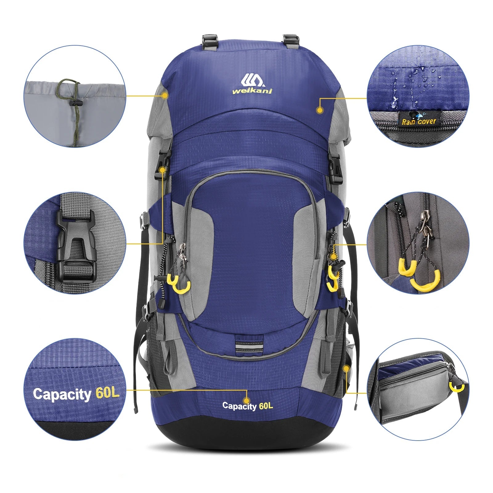 LIXADA 60L Blue Outdoor Backpack – Large Capacity and Maximum Comfort