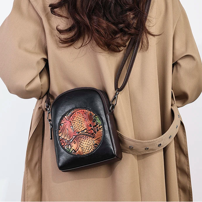 Bolso para Móvil de PU con Diseño de Peces – Elegancia y Comodidad