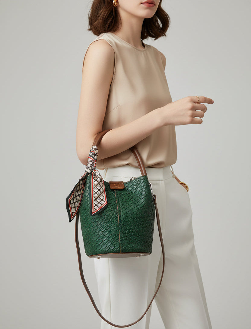 Bolso Bandolera Cubo Efecto Trenzado para Mujer