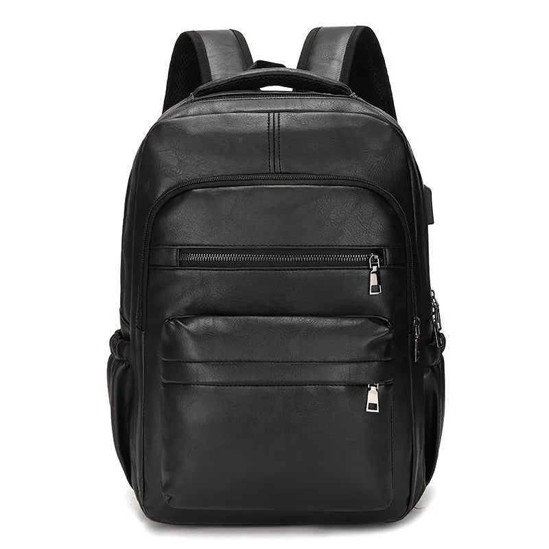 Black PU Leather Urban Backpack – Functional Elegance and Everyday Style