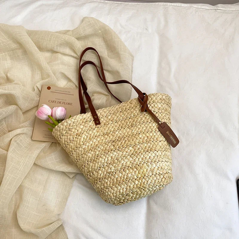 Bolso Shopper de Rafia Cesta para Playa y Verano