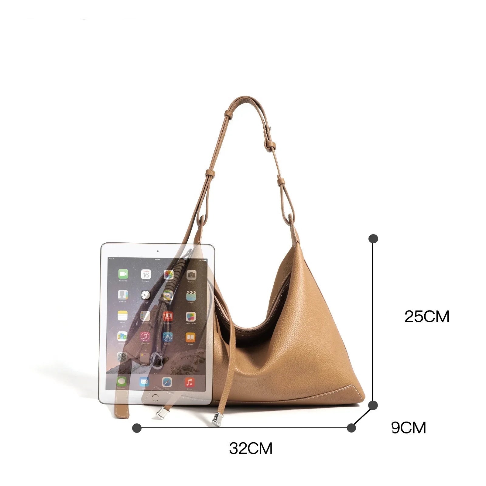 New Ins Chic Designer Large Capacity Commuter Tote First Layer Genuine Cow Leather Women's Handbag with Small Purse