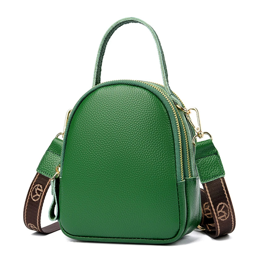 Bolso para Móvil Circular de Piel Auténtica – Elegancia Compacta para Mujer