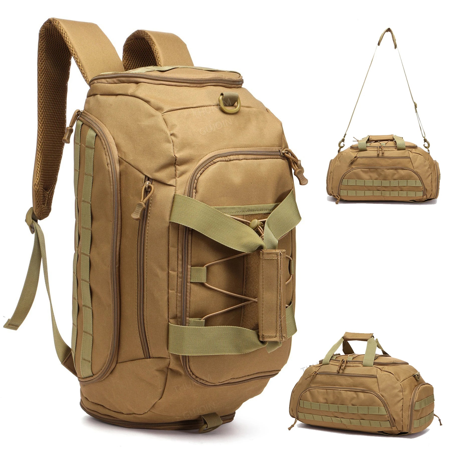 Tactical Gym Backpack with Shoe Compartment, Convertible 3-in-1 Duffel Sling Bag for Men Women, Weekender Overnight Travel Bag