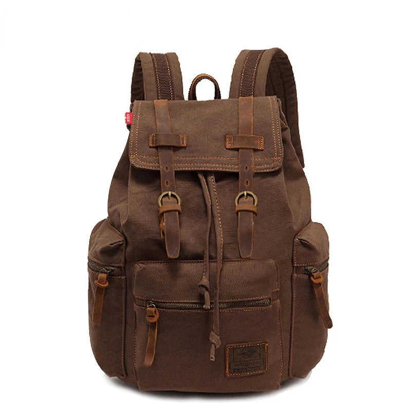 Canvas Retro Men's Bag Backpack Suitable for 14 Inch Laptop Vintage 36-55L Wear-resistant Backpack Coffee Dropshipping
